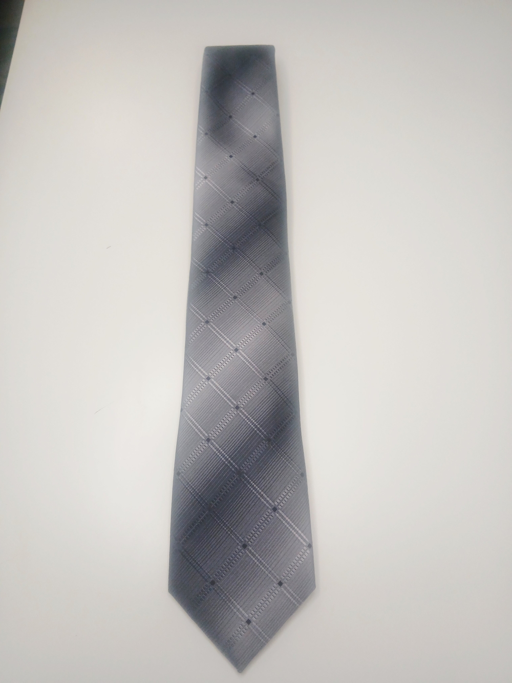 Men's GS Stain Resistant Gray Plaid Necktie - Timeless Professional Style